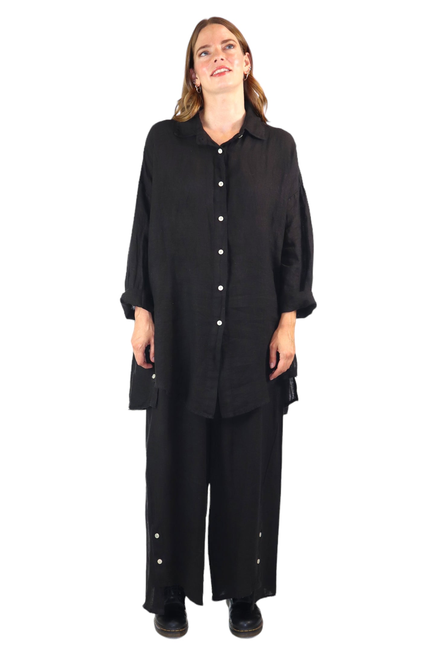 Womens 100% Linen 2 Piece Pant Set, Relaxed Comfy Fit | One Size (Fits S-3X)