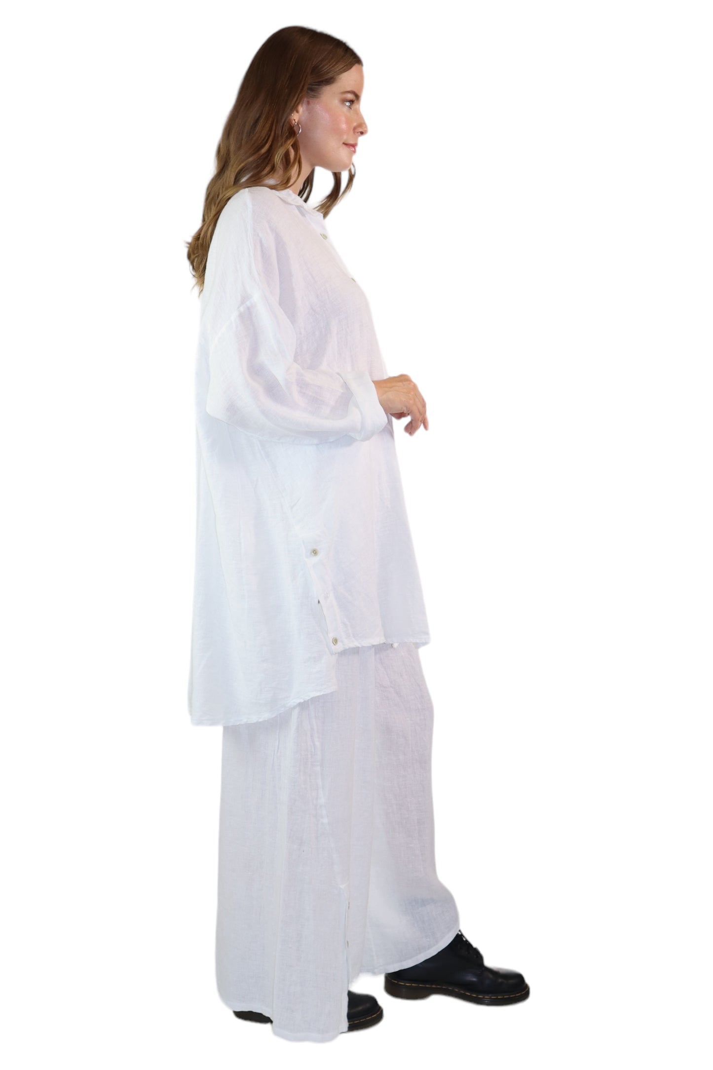 Womens 100% Linen 2 Piece Pant Set, Relaxed Comfy Fit | One Size (Fits S-3X)