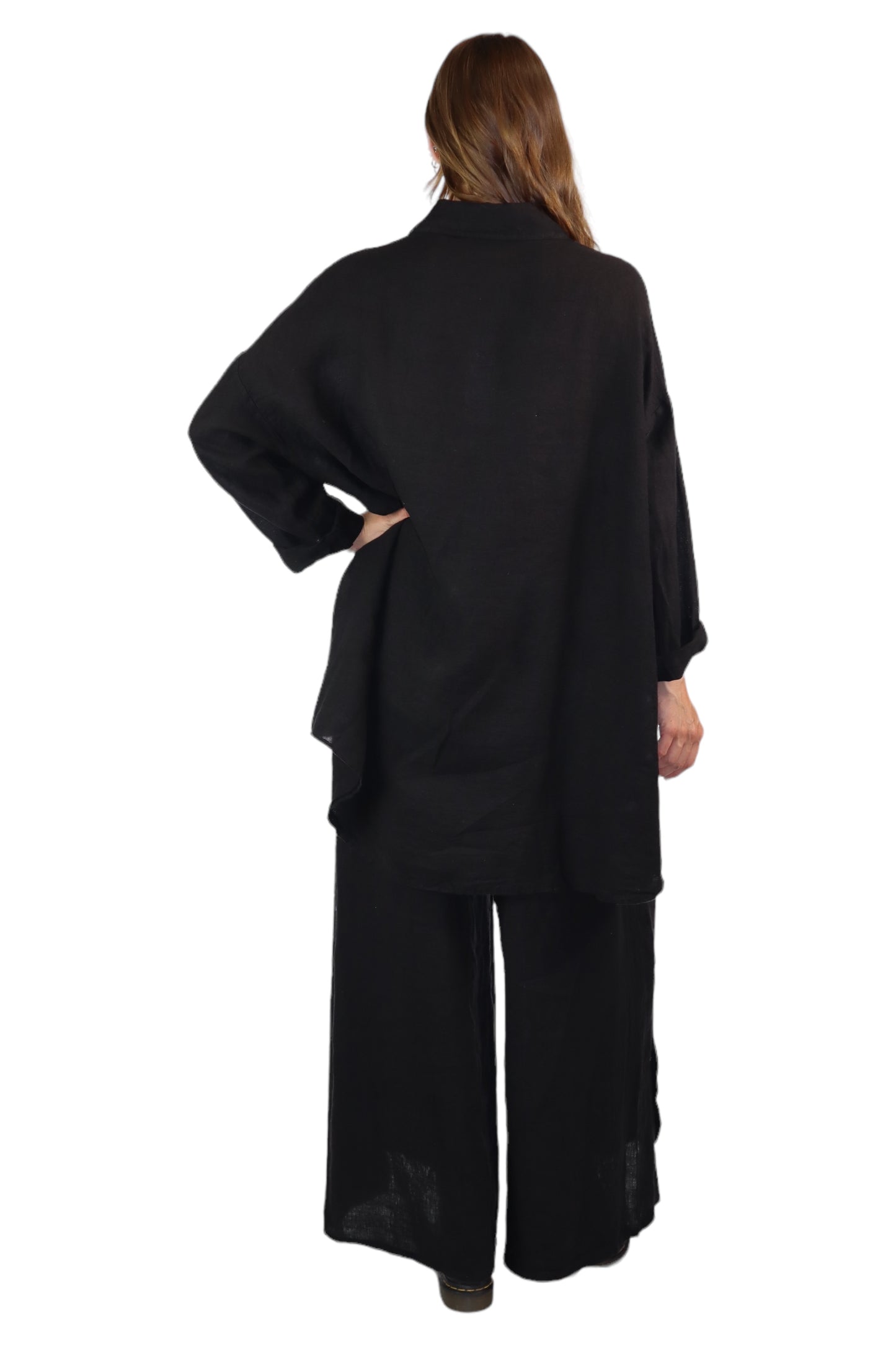 Womens 100% Linen 2 Piece Pant Set, Relaxed Comfy Fit | One Size (Fits S-3X)