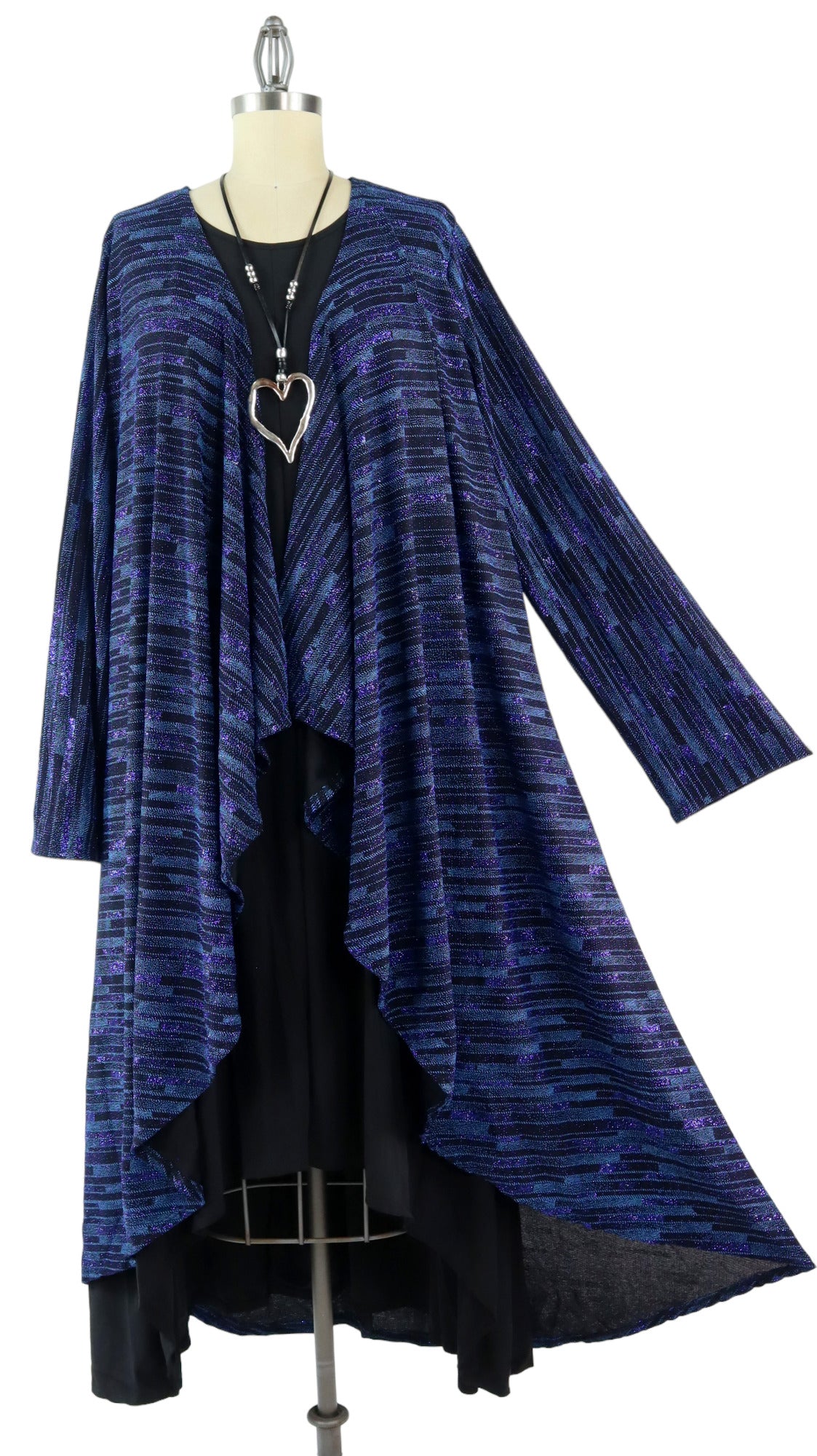 Elegant Women One Size High Low Open Front, High End Velvet Duster Cardigan Jacket