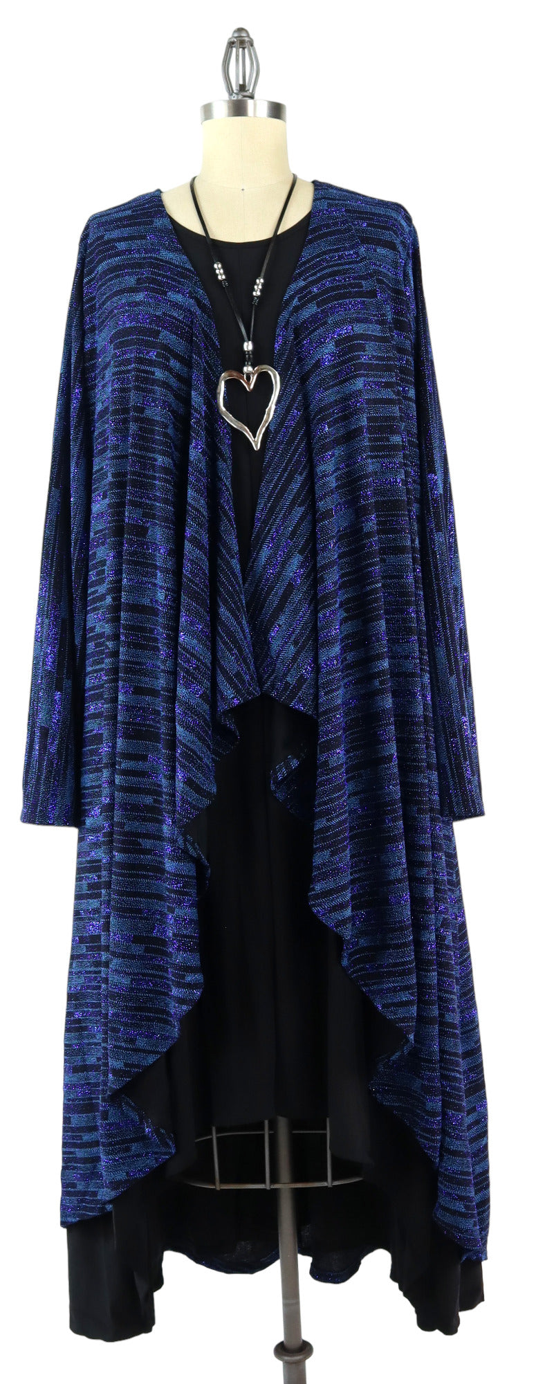 Elegant Women One Size High Low Open Front, High End Velvet Duster Cardigan Jacket