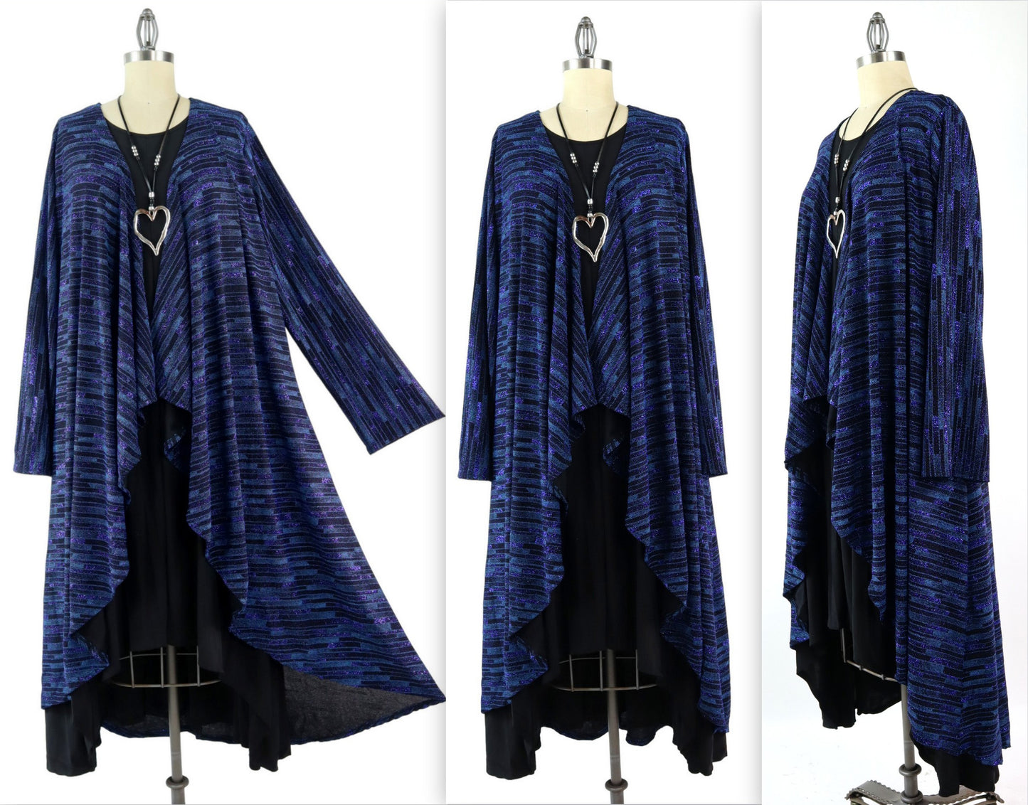 Elegant Women One Size High Low Open Front, High End Velvet Duster Cardigan Jacket