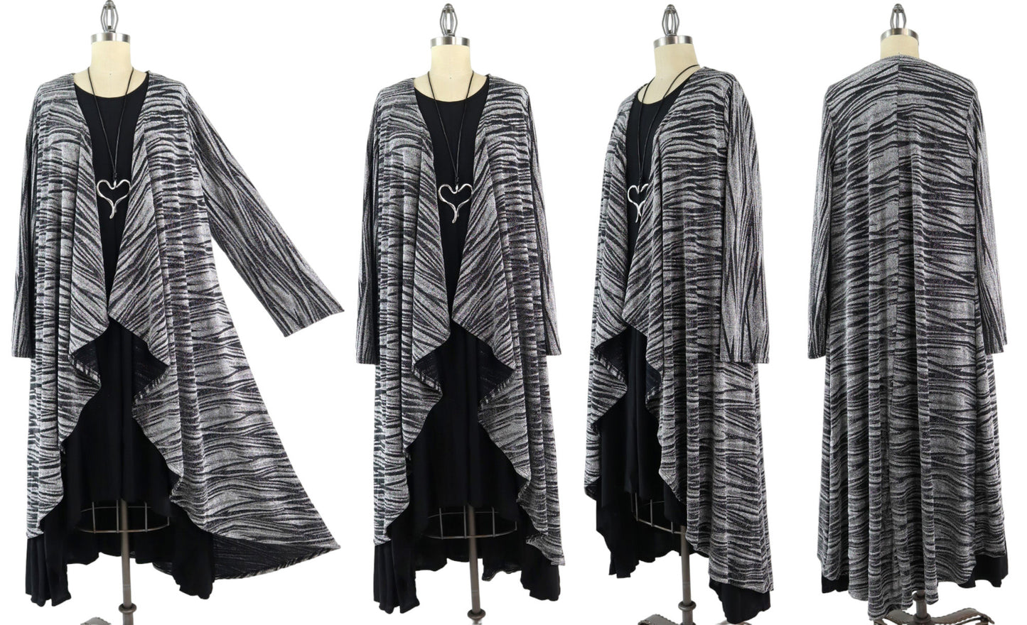 Elegant and Glamorous Women One Size High Low Open Front, High End Velvet Duster Cardigan Jacket