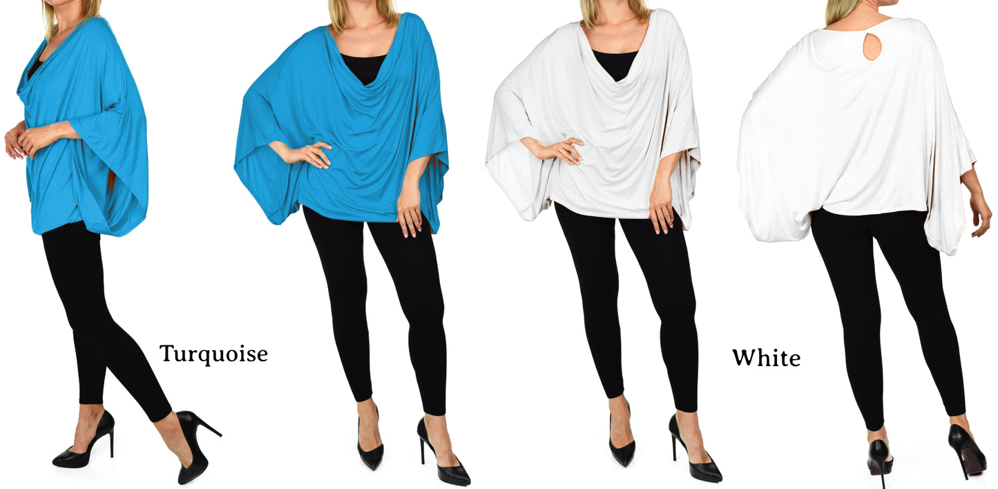 Plus Size Poncho Top, Summer Tunic, Oversize Tunic, Women Blouse Top | Poncho Style Cover Up