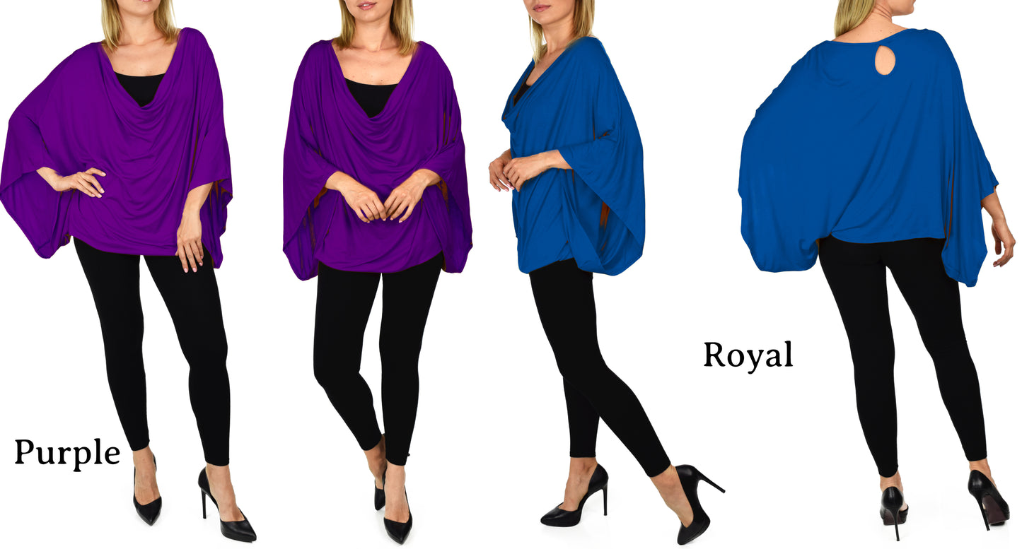 Plus Size Poncho Top, Summer Tunic, Oversize Tunic, Women Blouse Top | Poncho Style Cover Up