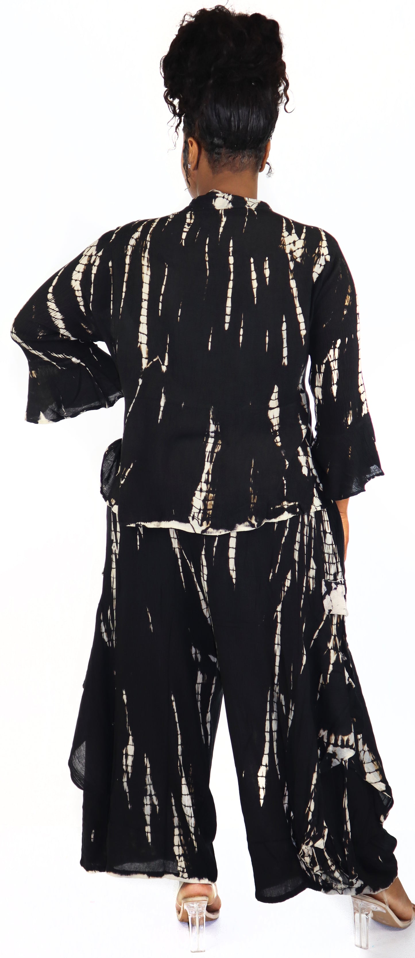 Women's Boho 2 Piece Linen Wrap Up Jumpsuit + Pants Set | Regular and Plus Sizes
