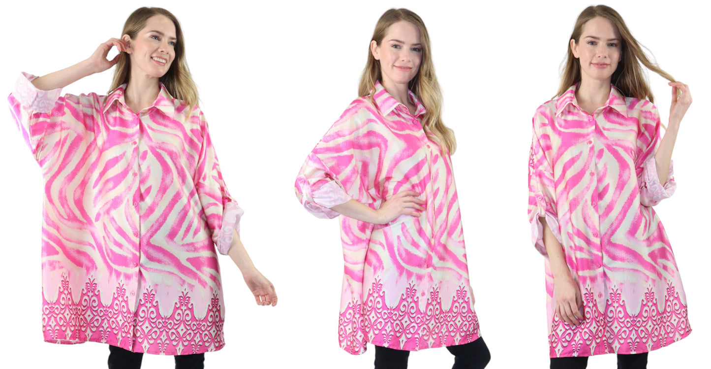 Artsy Digital printed Silky Tunic in One size. Oversized Tunic, Plus size Tunic.