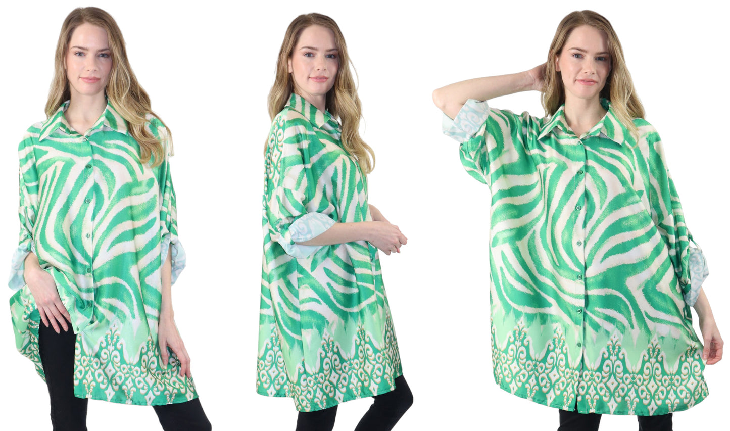 Artsy Digital printed Silky Tunic in One size. Oversized Tunic, Plus size Tunic.