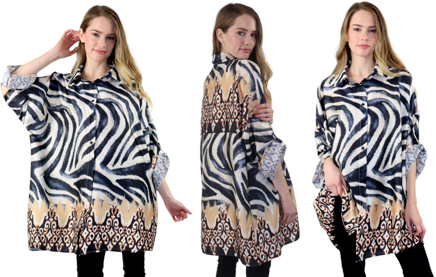 Artsy Digital printed Silky Tunic in One size. Oversized Tunic, Plus size Tunic.