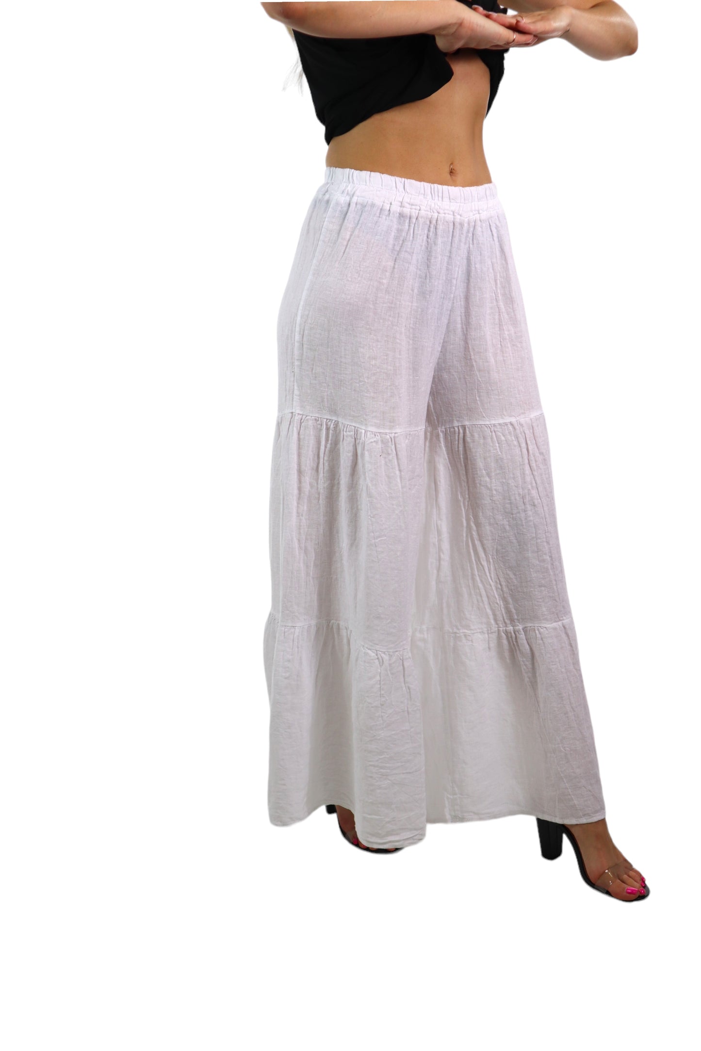 Linen 3 Tiered BoHo Palazzo Pants