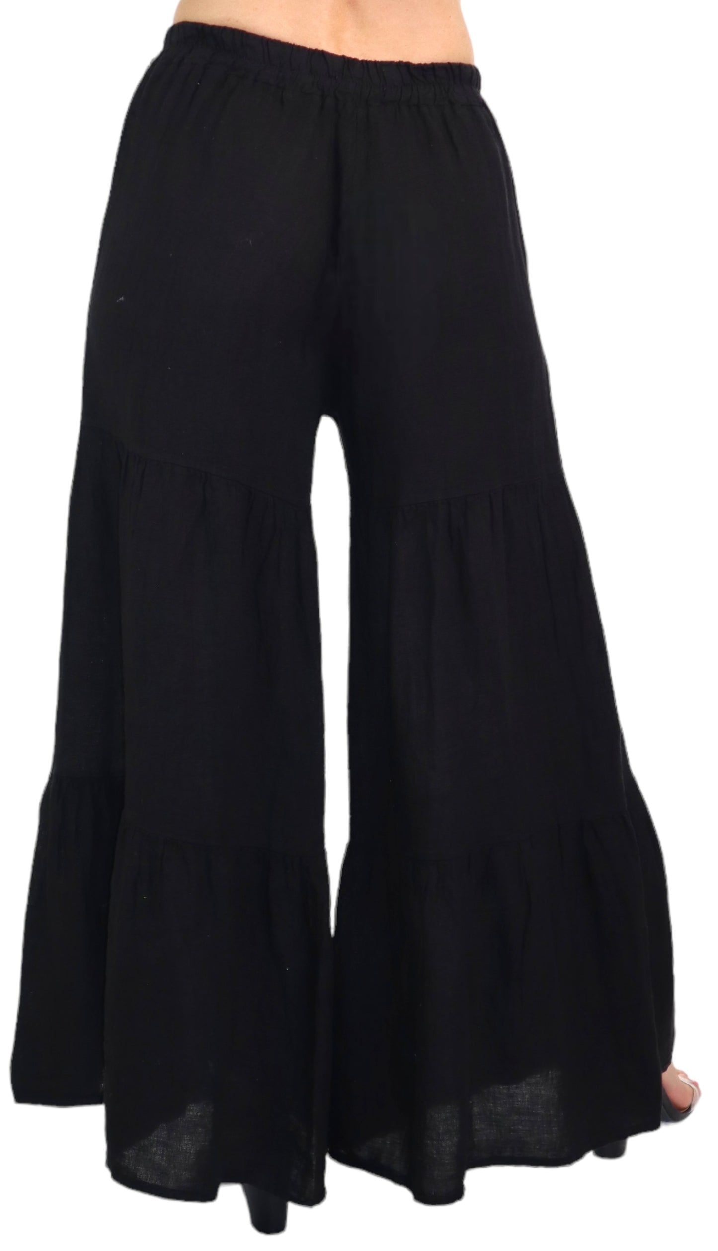 Linen 3 Tiered BoHo Palazzo Pants