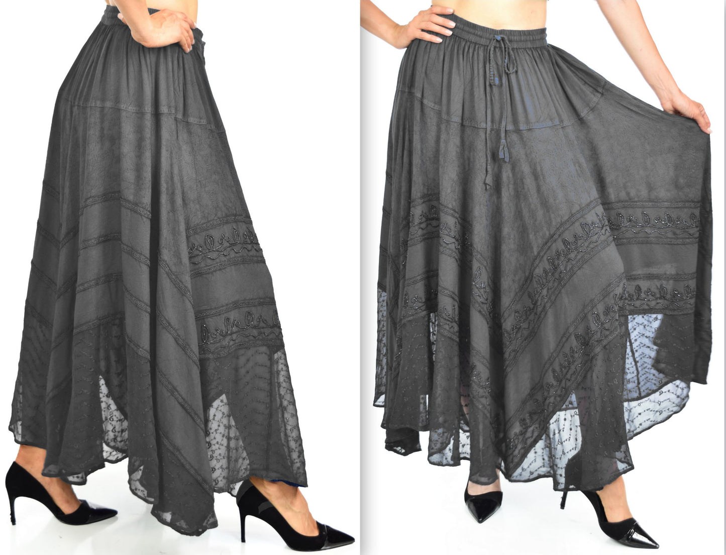 Artsy Skirt, Embroidered Skirt, Bohemian Skirt, Party Skirt, Hip Hop Skirt, Lace Skirt, Designer Skirt, Plus size Skirt, Stone wash Skirt