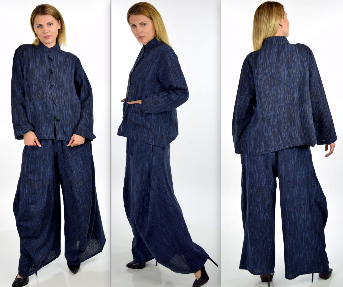 Artsy and Designer 2 PC Cotton Flex Pant Set, Hand Spun Pant Set,Cotton Flax Pant Set, 2 pc pant set, Lagenlook pant set