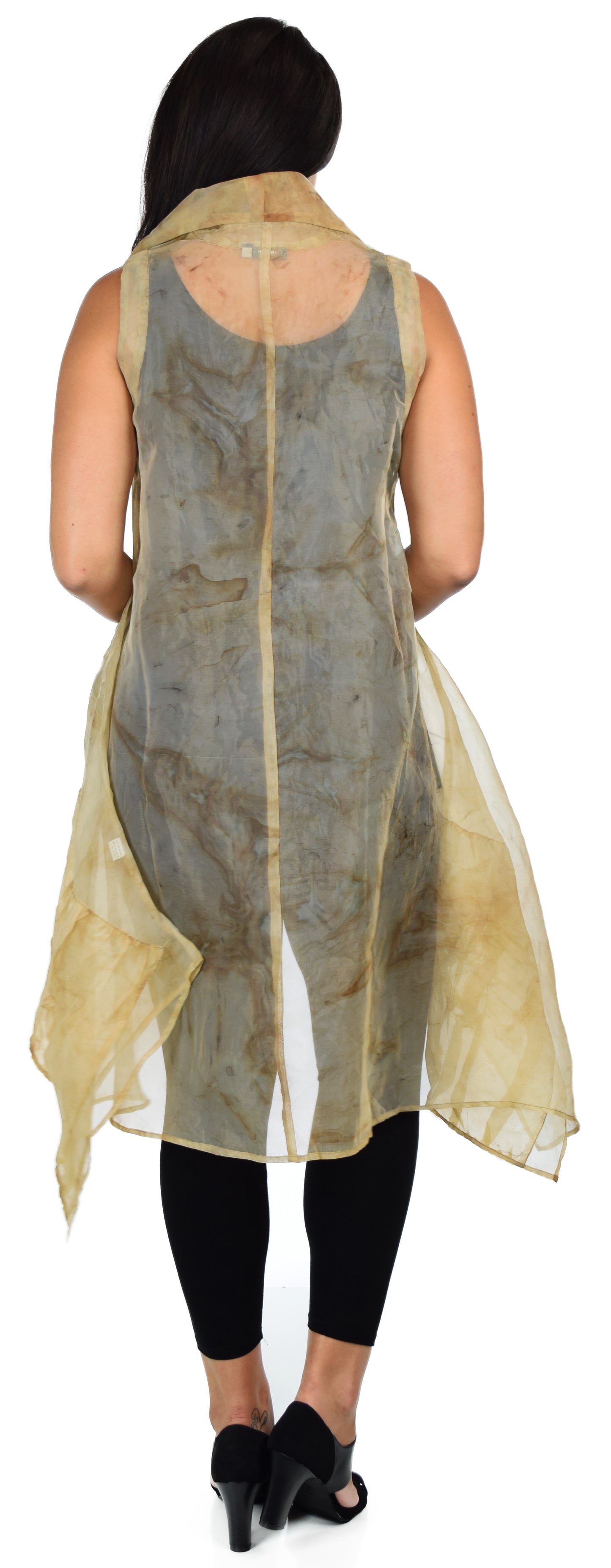 Designer Jacket,Lagen look Jacket Organza Jacket, Long Vest, Asymmetrical vest with buttoned down front. M to 1XL