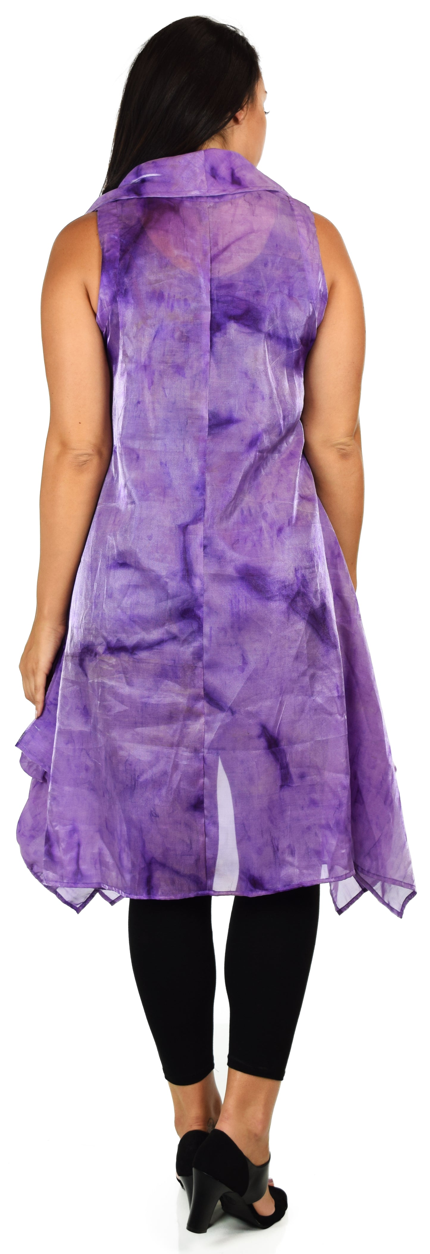 Designer Jacket,Lagen look Jacket Organza Jacket, Long Vest, Asymmetrical vest with buttoned down front. M to 1XL