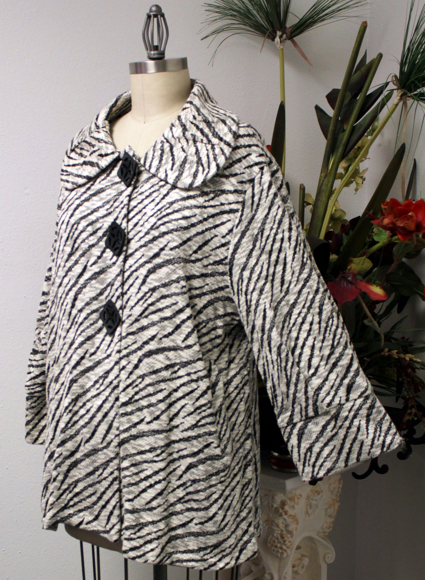 Dashing, High end  all weather desiger Zebra Print jacket. 1XL to 3XL. Plus size jacket, Side Pockets