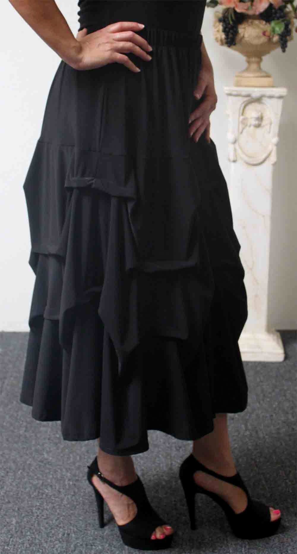 Arsty Skirt MIDI SKIRT,  Designer Lagenlook Skirt, Plus size skirt ,  Gathered skirt ,  Front and back ticjed skirt, Midi Skirt, Addition to our Travel Line with side pockets