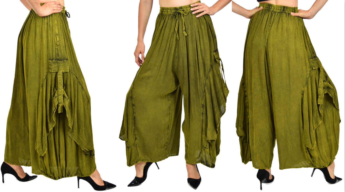 Dare2BStylish Women Loose Fit Elastic Waist Boho Wide Leg Palazzo Pants