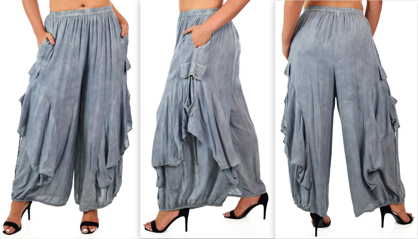 Dare2BStylish Women Loose Fit Elastic Waist Boho Wide Leg Palazzo Pants