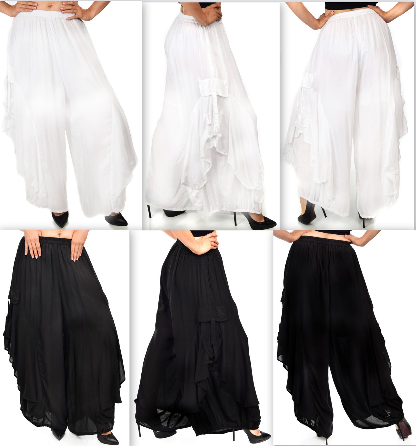 Dare2BStylish Women Loose Fit Elastic Waist Boho Wide Leg Palazzo Pants