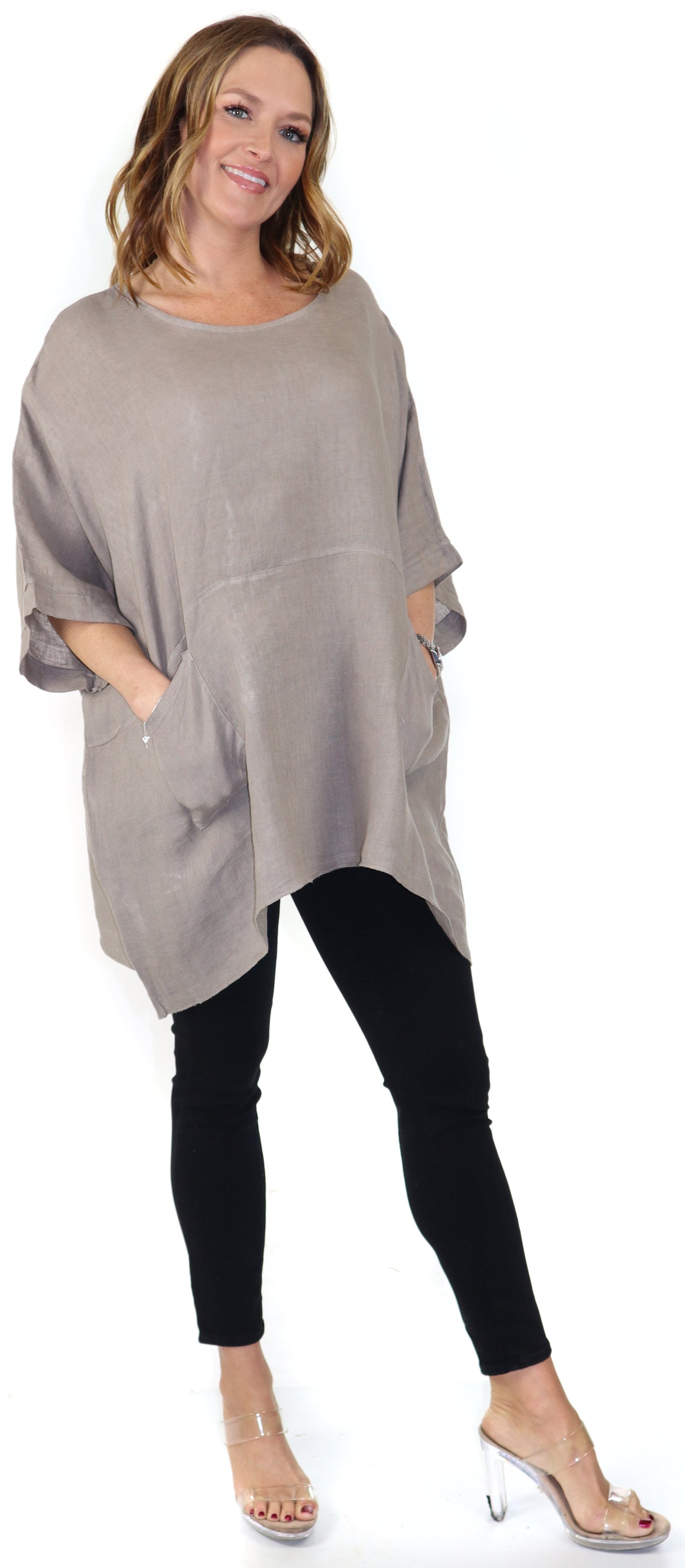 Women's Bohemian Boxy Poncho Style Tunic, Made in Italy,  One Size Fits All, Made in Italy