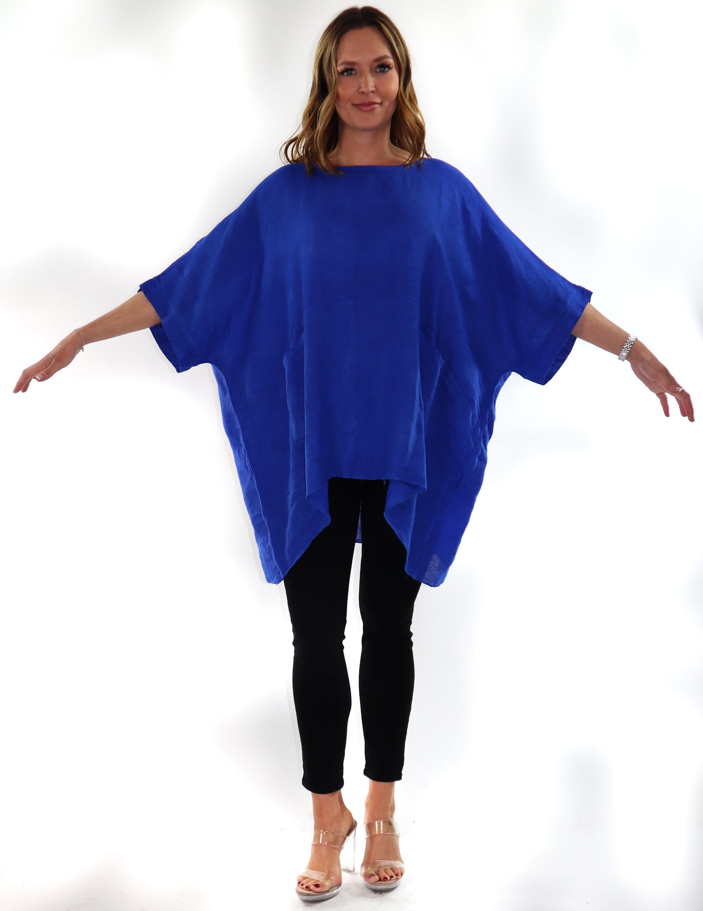 Women's Bohemian Boxy Poncho Style Tunic, Made in Italy,  One Size Fits All, Made in Italy