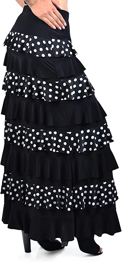 Dare2bStylish Women Waterfall 8 Tiered Boho Layered Maxi Skirt | Reg & Plus Sizes