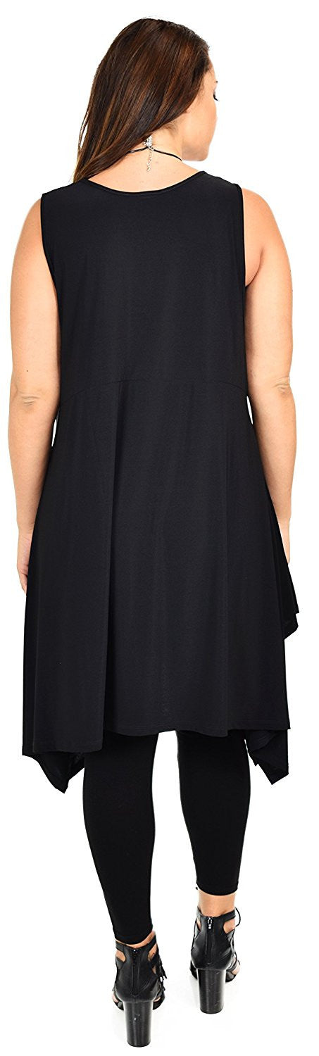 Plus Size Tunic, Swing Long Tank Tall Top | Sleeveless Summer Tunic , Full figured Tunic,