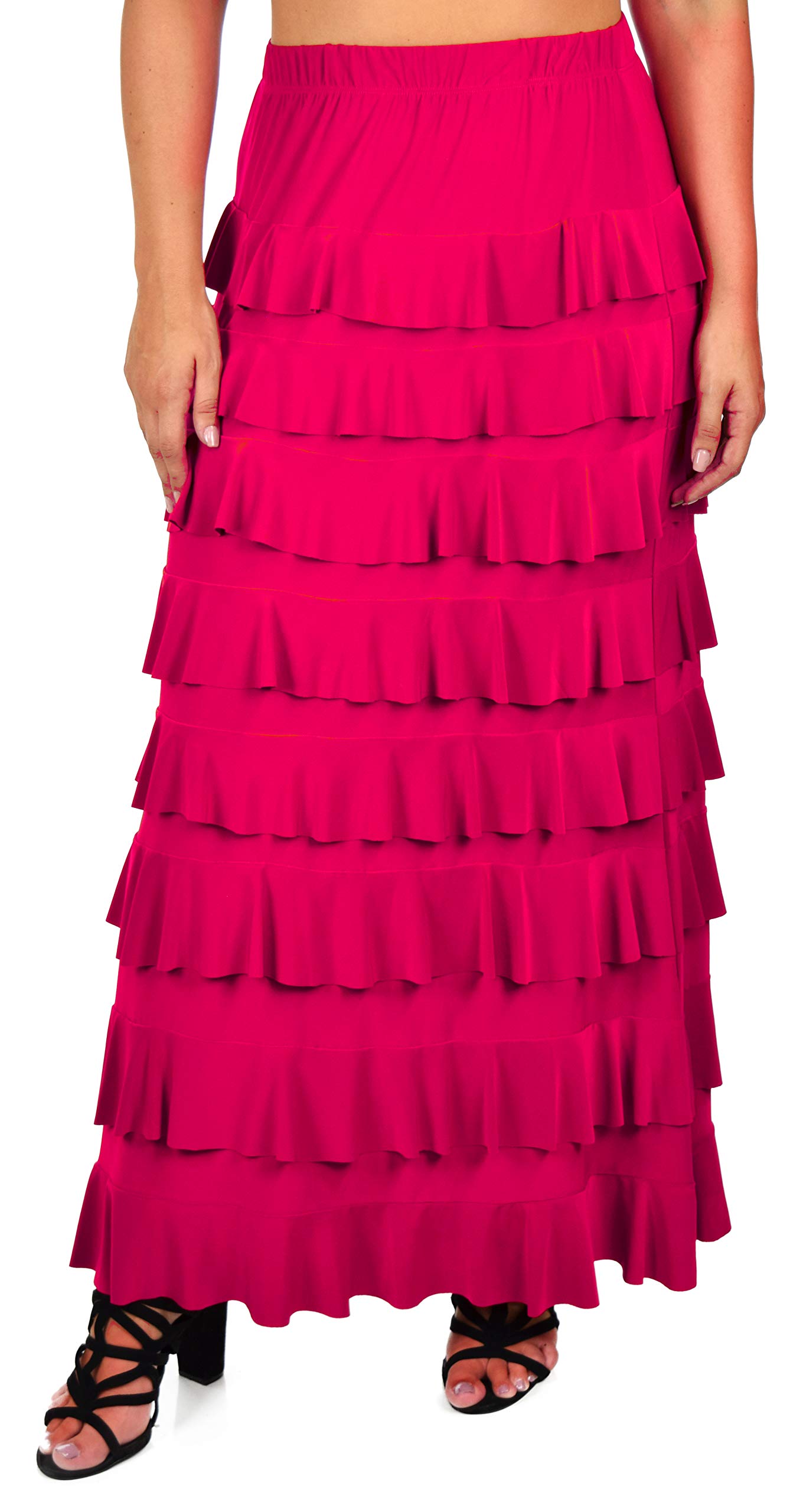 Dare2bStylish Women Waterfall 8 Tiered Boho Layered Maxi Skirt | Reg & Plus Sizes