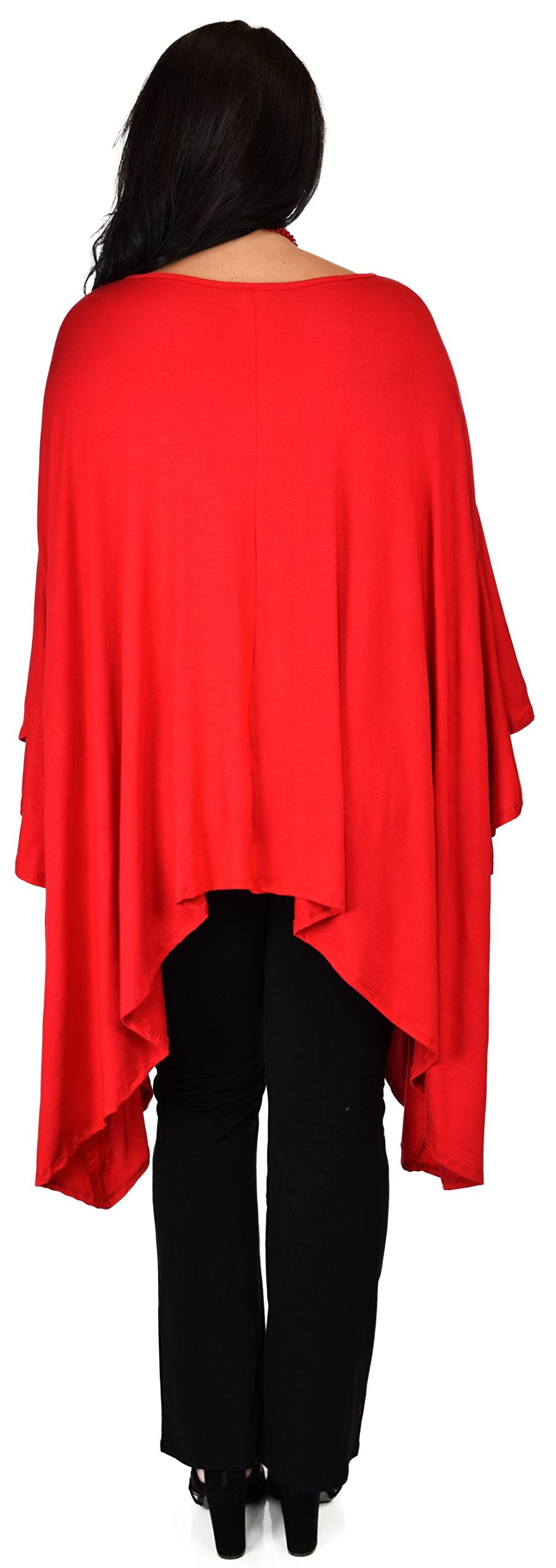 Asymmetrical Oversized Tunic , Full Figured Poncho Top, Plus Size Tunic top, Top Cover Up w/ Butterfly Sleeves