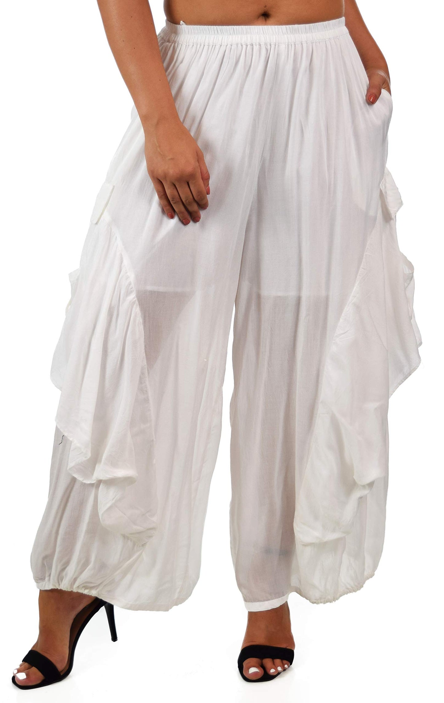 Dare2BStylish Women Loose Fit Elastic Waist Boho Wide Leg Palazzo Pants