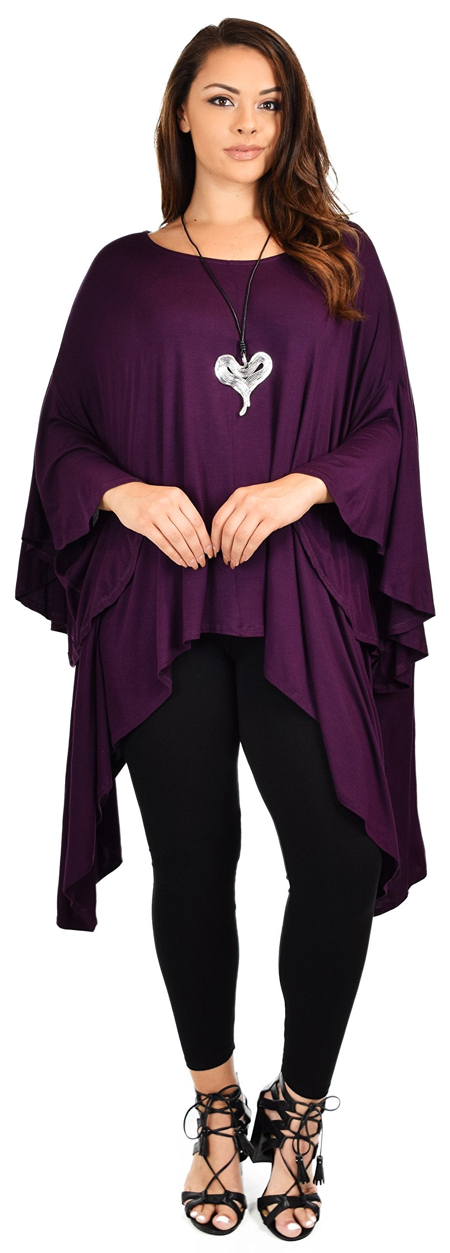 Asymmetrical Oversized Tunic , Full Figured Poncho Top, Plus Size Tunic top, Top Cover Up w/ Butterfly Sleeves