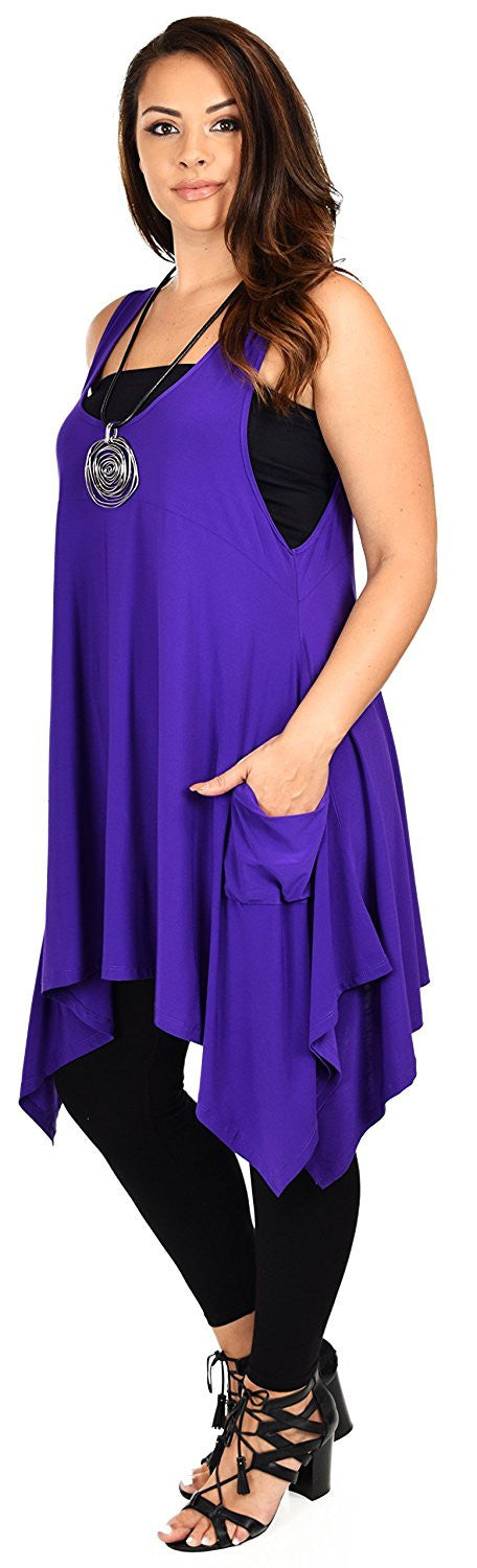 Plus Size Tunic, Swing Long Tank Tall Top | Sleeveless Summer Tunic , Full figured Tunic,