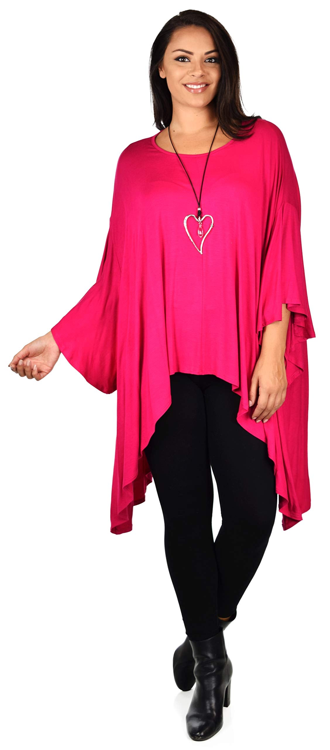 Asymmetrical Oversized Tunic , Full Figured Poncho Top, Plus Size Tunic top, Top Cover Up w/ Butterfly Sleeves