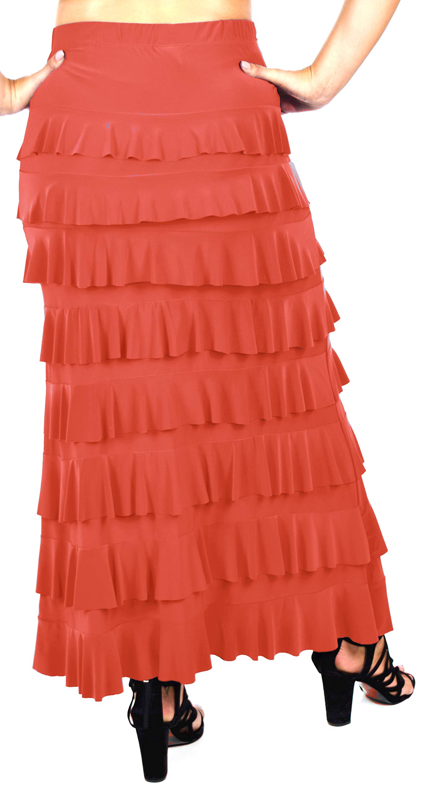 Dare2bStylish Women Waterfall 8 Tiered Boho Layered Maxi Skirt | Reg & Plus Sizes