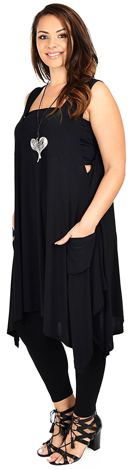 Plus Size Tunic, Swing Long Tank Tall Top | Sleeveless Summer Tunic , Full figured Tunic,