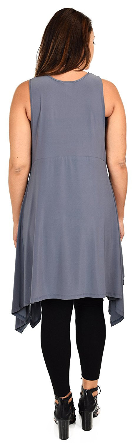 Plus Size Tunic, Swing Long Tank Tall Top | Sleeveless Summer Tunic , Full figured Tunic,