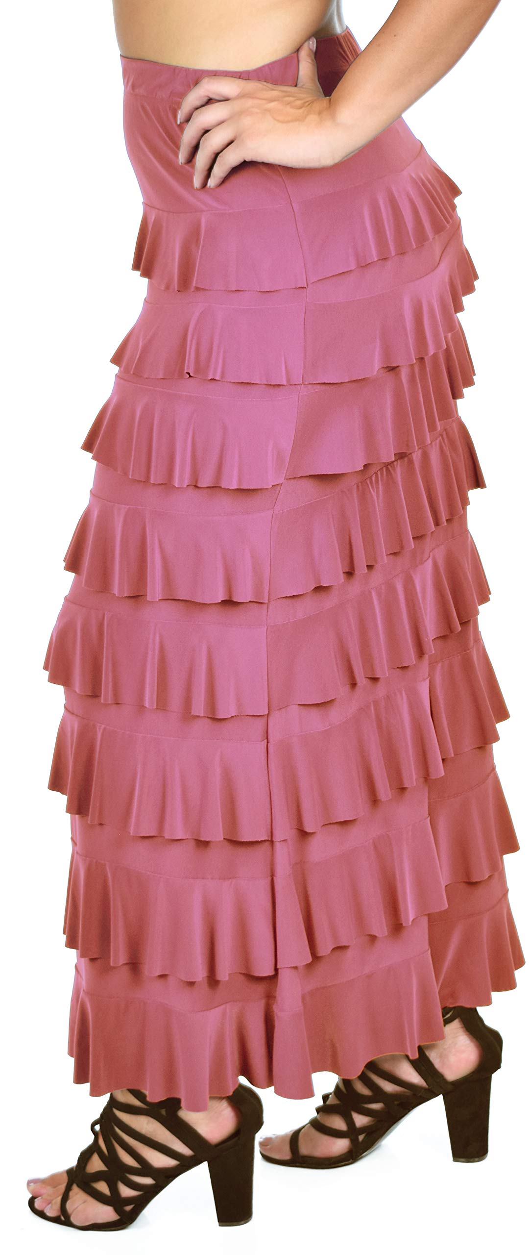 Dare2bStylish Women Waterfall 8 Tiered Boho Layered Maxi Skirt | Reg & Plus Sizes