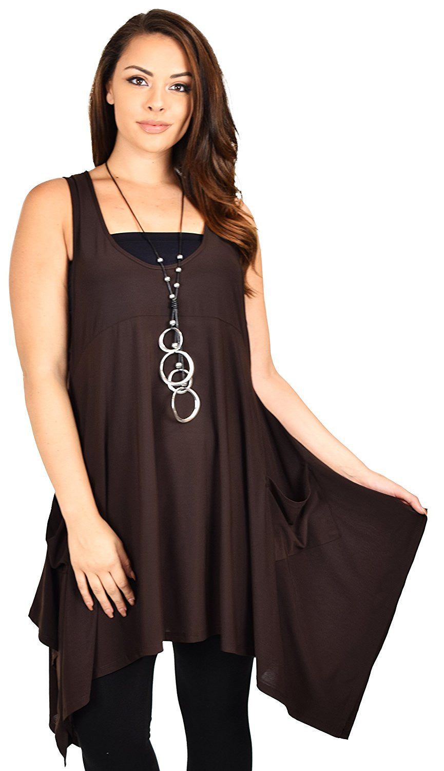 Plus Size Tunic, Swing Long Tank Tall Top | Sleeveless Summer Tunic , Full figured Tunic,