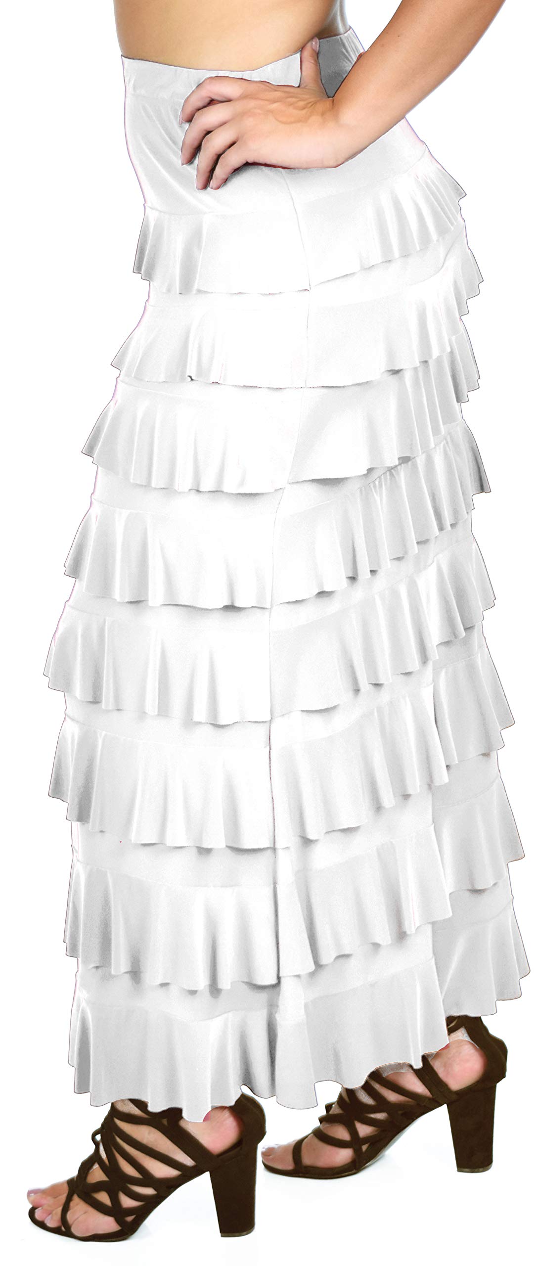 Dare2bStylish Women Waterfall 8 Tiered Boho Layered Maxi Skirt | Reg & Plus Sizes