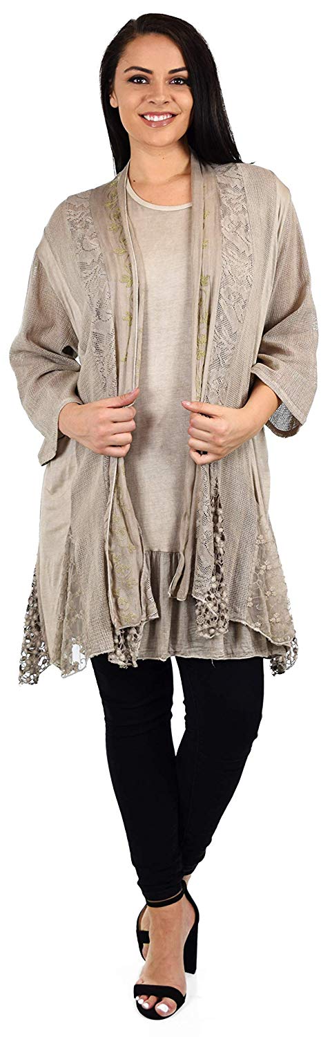Dare2BStylish Women Plus Size 2 Piece Lace Cardigan Duster Blouse Top –  Dare2Bstylish