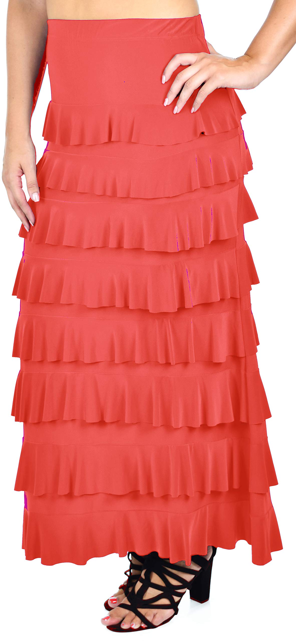 Dare2bStylish Women Waterfall 8 Tiered Boho Layered Maxi Skirt | Reg & Plus Sizes
