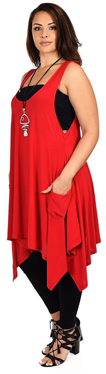 Plus Size Tunic, Swing Long Tank Tall Top | Sleeveless Summer Tunic , Full figured Tunic,