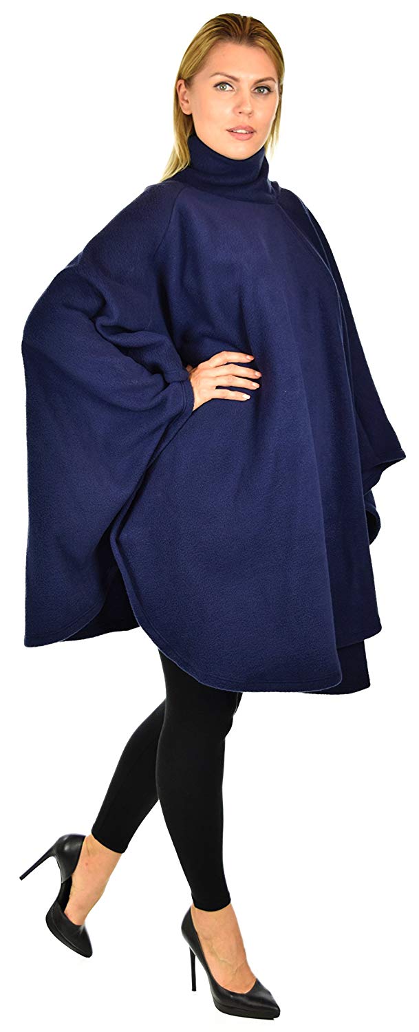 Dare2bStylish Women Poncho Style Fleece Cover Up with Muffler