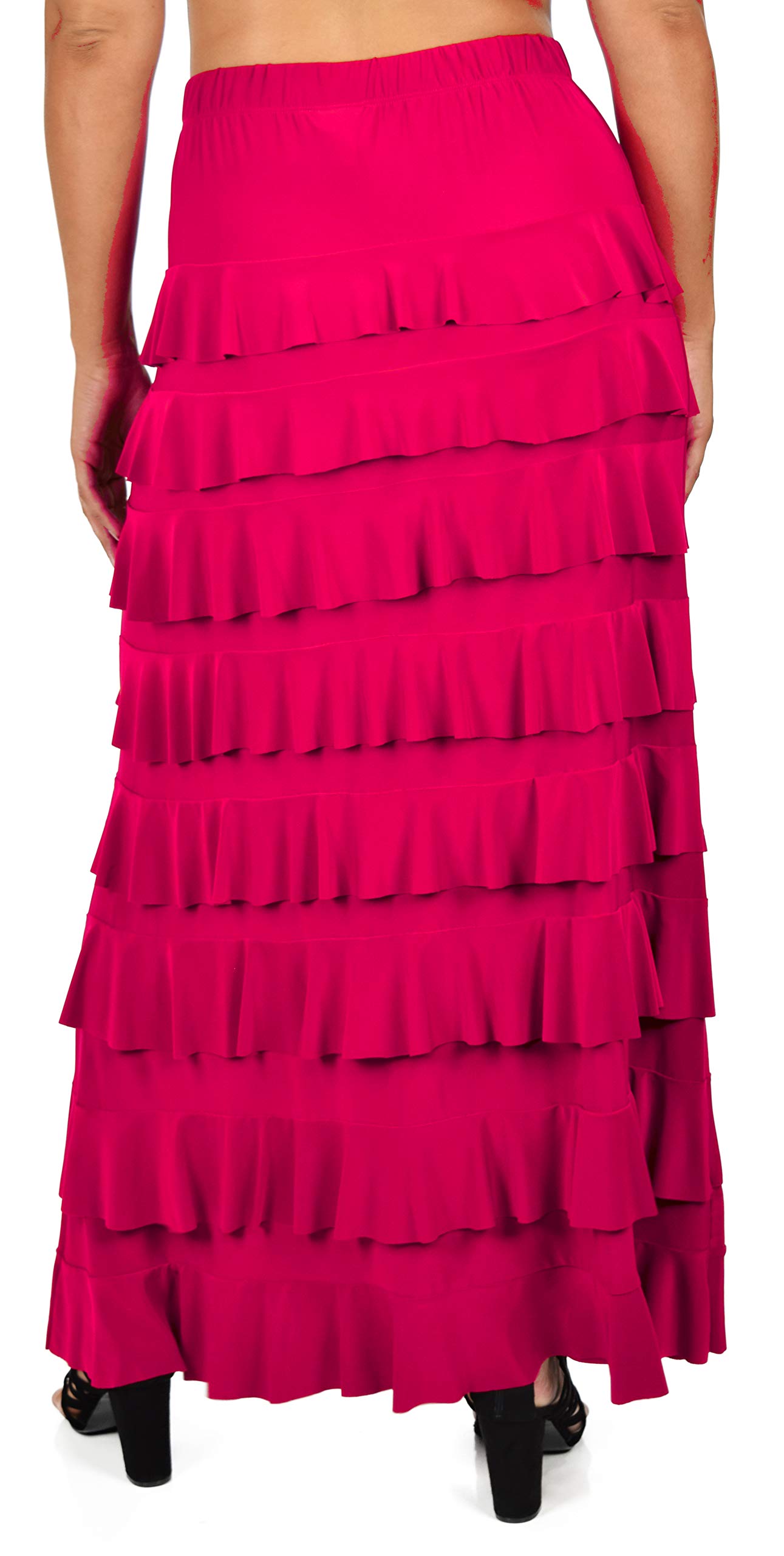 Dare2bStylish Women Waterfall 8 Tiered Boho Layered Maxi Skirt | Reg & Plus Sizes