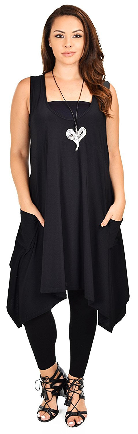 Plus Size Tunic, Swing Long Tank Tall Top | Sleeveless Summer Tunic , Full figured Tunic,