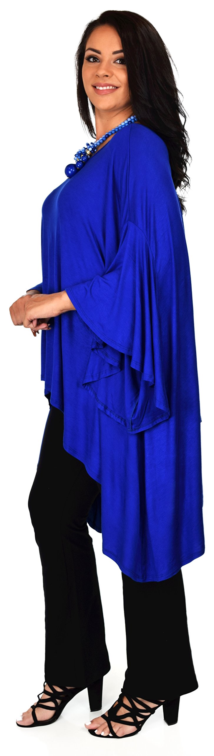 Asymmetrical Oversized Tunic , Full Figured Poncho Top, Plus Size Tunic top, Top Cover Up w/ Butterfly Sleeves