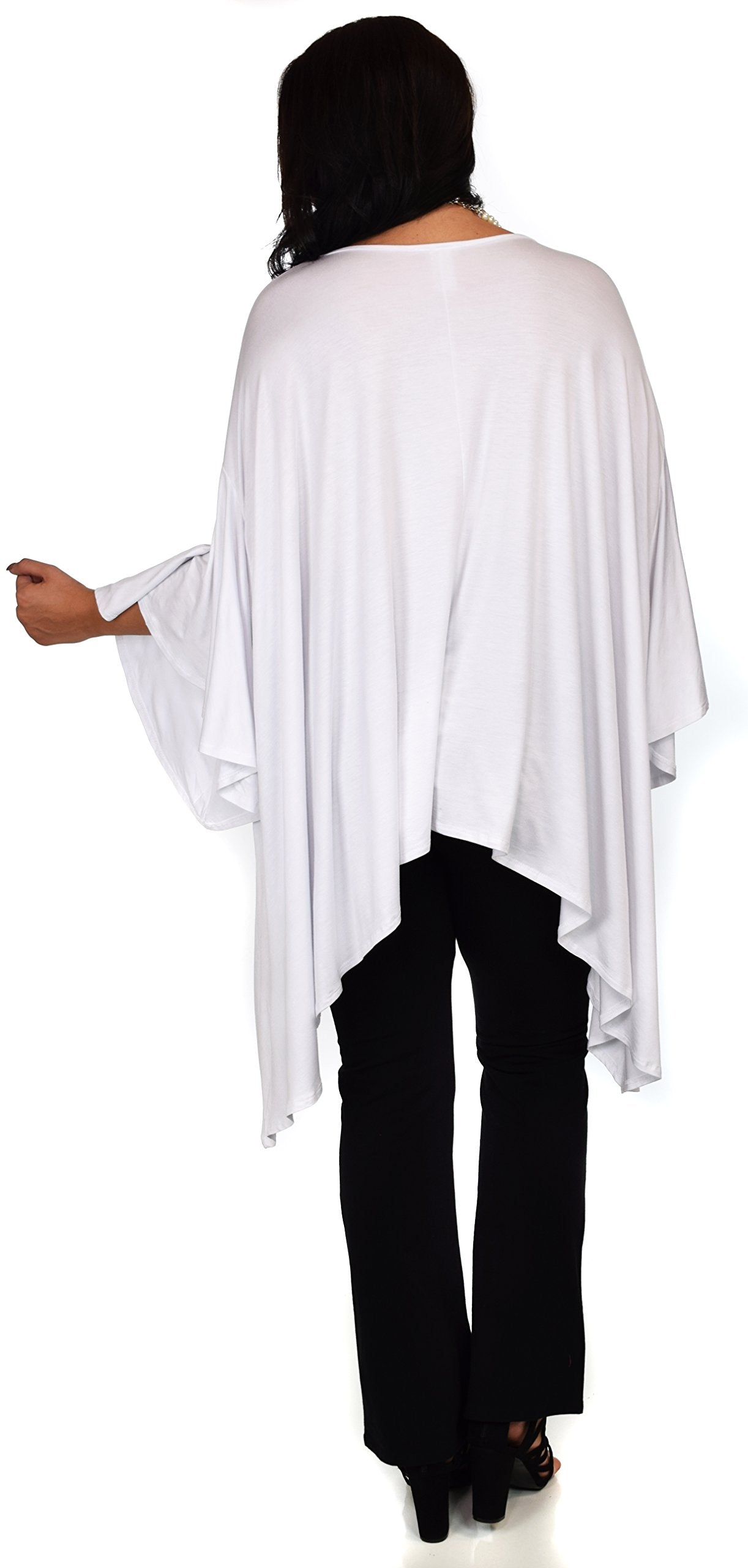 Asymmetrical Oversized Tunic , Full Figured Poncho Top, Plus Size Tunic top, Top Cover Up w/ Butterfly Sleeves
