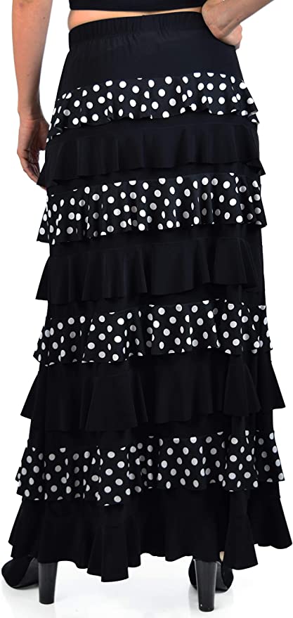 Dare2bStylish Women Waterfall 8 Tiered Boho Layered Maxi Skirt | Reg & Plus Sizes