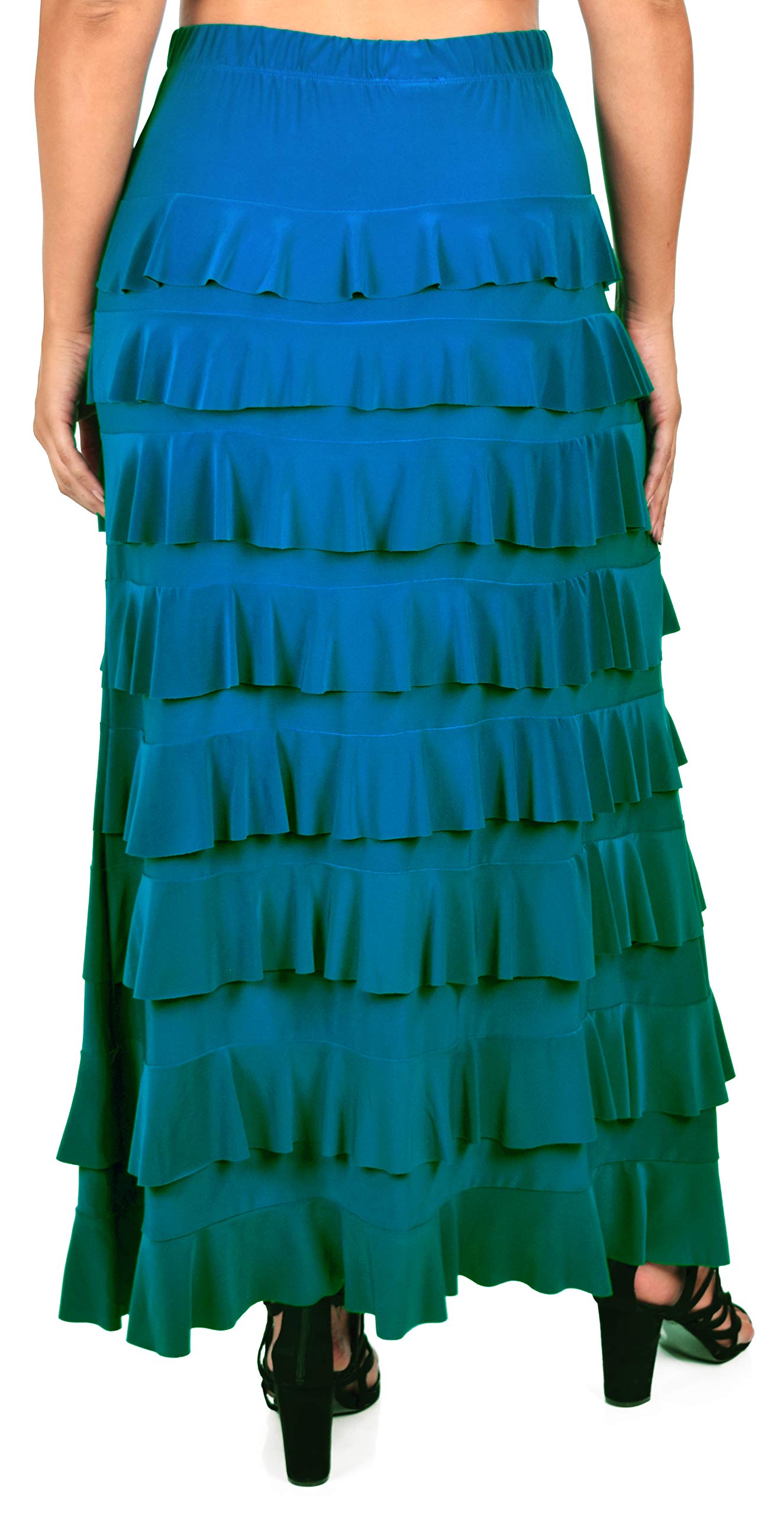 Dare2bStylish Women Waterfall 8 Tiered Boho Layered Maxi Skirt | Reg & Plus Sizes